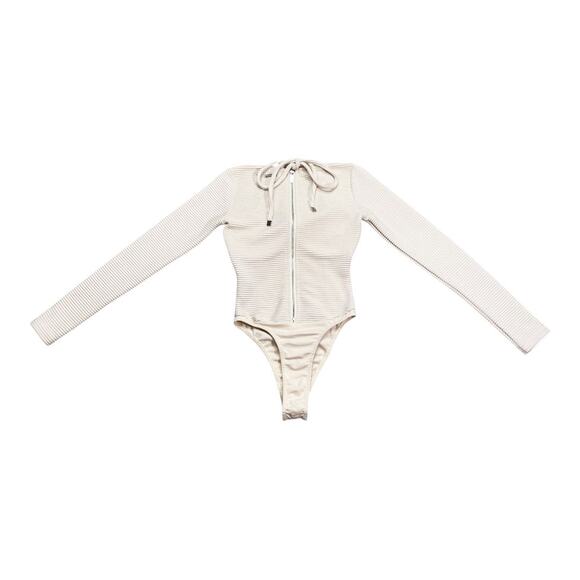 MANIERE DE VOIR Women’s Cream Built In Wire Bra Ribbed Bodysuit 4 UK 0 US XS - Picture 6 of 8